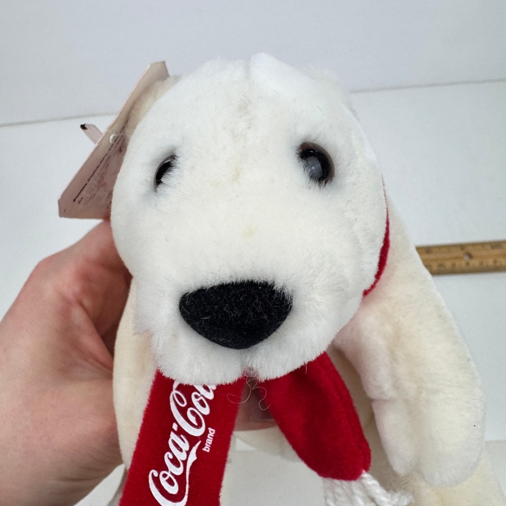 Vtg 1993 Dakin Coca Cola Coke Soda Mini Small Plush White Polar Bear w Red Scarf - Picture 9 of 9